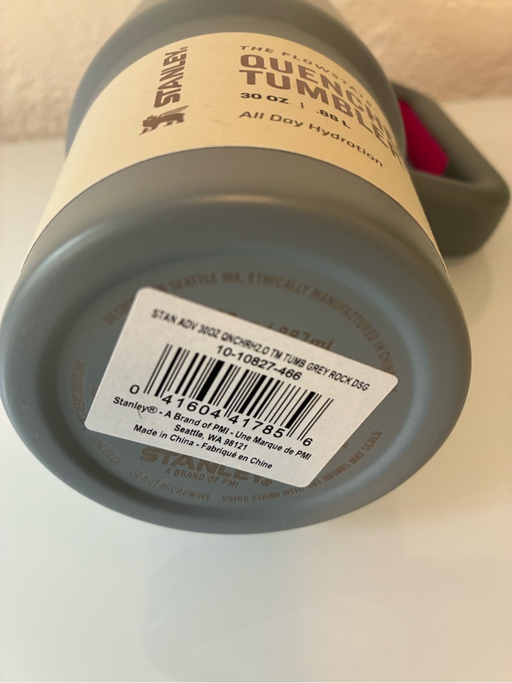 Stanley Gray and Pink Vacuum Mug Quencher 30 oz Handle - Picture 2 of 10